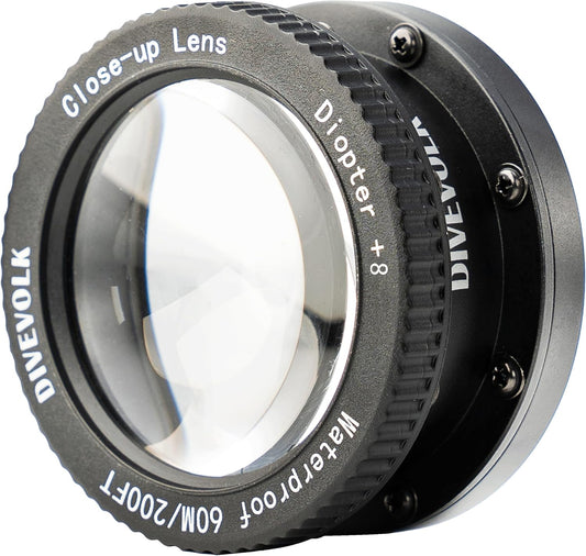 DIVEVOLK Onderwater +15 close-up lens, optische natte lens voor DIVEVOLK SEATOUCH 4 MAX behuizing
