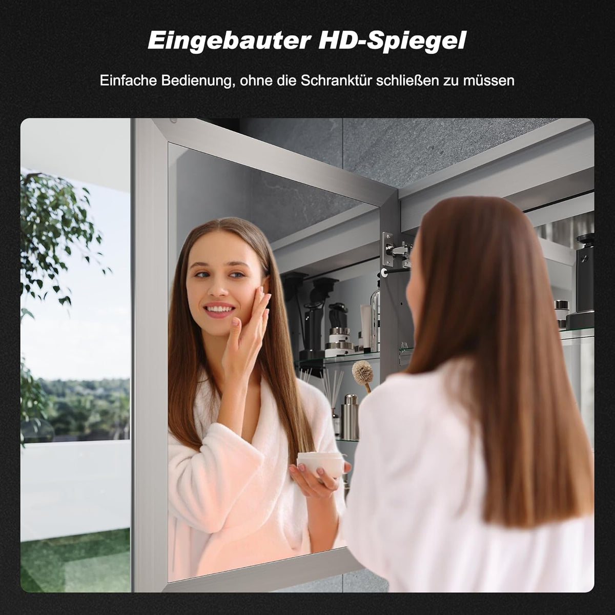 SONNI Led-spiegelkast voor badkamer, met 3-voudige vergrotingsspiegel en stopcontact, 70 x 50 cm, aluminium spiegelkast met touch-schakelaar, 3 lichtkleuren + deogging, IP44 waterdicht