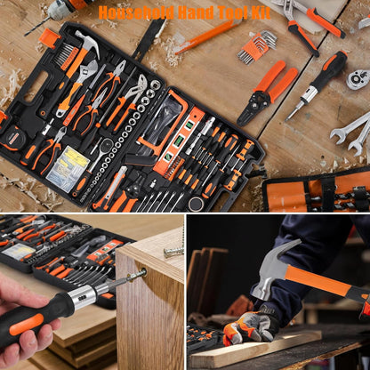 Garvee 236-delige gereedschapsset, Auto Reparatie Tool Combinatie Pakket, Socket Wrench Mixed Tool Set Hand Tool Kit met Plastic Toolbox Opbergkoffer, Complete Huishoudelijke Gereedschapskist met