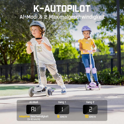 FanttikRide K9 Pro Elektrische step voor kinderen, 3/6/10 km/u, AI-snelheidsmodus, Type-C snel opladen, 5 verlichtingsmodi, verstelbaar stuur, voor kinderen tot 60 kg