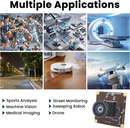 USB-Cameramodule – USB-Camera – Webcam Board – Machinevisie-camera – Industriële Videocamera – Global Shutter – 5 MP 50 FPS 120° Groothoeklens