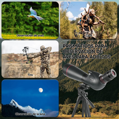 Ultra HD 20-60 x 82 telescoop, FMC-lens, BAK4-prisma, IPX7 waterdicht, met statief, tas en adapter, voor vogels spotten, wilde dieren observeren en schietoefeningen