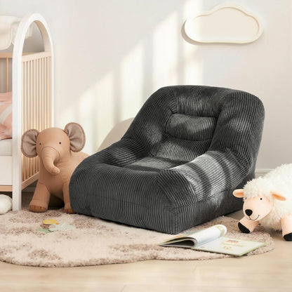 Pamapic Zitzak, grote eenpersoonszitzak met vulling, ergonomische ligstoel, corduroy luie bank, zitzak voor volwassenen, loungestoel voor woonkamer, slaapkamer, speelkamer, grijs, 93 x 85 x 70 cm