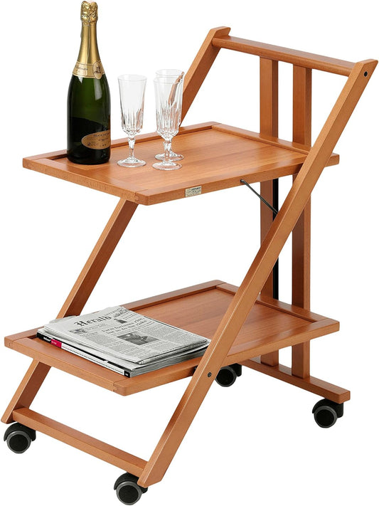 Arredamenti Italia Serveerwagen, massief beukenhout, 64 x 79 x 45 cm, kersenrood
