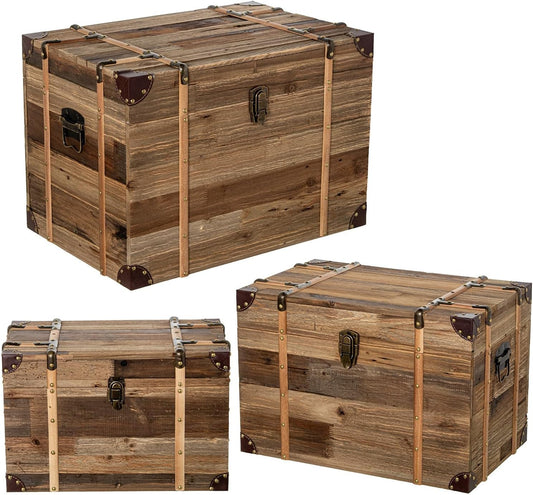 DRW Set van 3 potten van oud Madetra in natuurlijke tinten, 60 x 40 x 42 cm