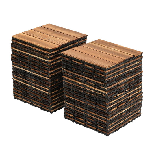 Terrastegels – Vlondertegels – Tuintegels – Balkontegels – Houten Tegels – Set van 36 Stuks – 30x30 cm – Kliksysteem – Weerbestendig & Antislip