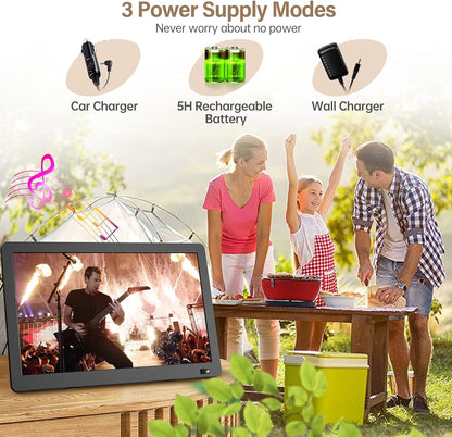 Desobry 14 inch Portable TV with Antenna 1080P freeview outdoor tv with DVB/T2 Tuner Rechargeable Battery Operated Mini TV LCD,Built-in TV Stand,HDMI Input,USB,AV