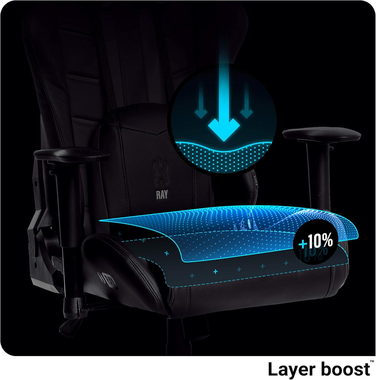 Diablo X-Ray Gaming Game Stoel Gaming Chair Bureaustoel 4D Armleuningen Ergonomisch Ontwerp Kunstleer Perforatie Kantelfunctie Zwart-Grijs Kido (S)