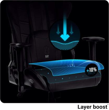 Diablo X-Ray Gaming Game Stoel Gaming Chair Bureaustoel 4D Armleuningen Ergonomisch Ontwerp Kunstleer Perforatie Kantelfunctie Zwart-Grijs Kido (S)