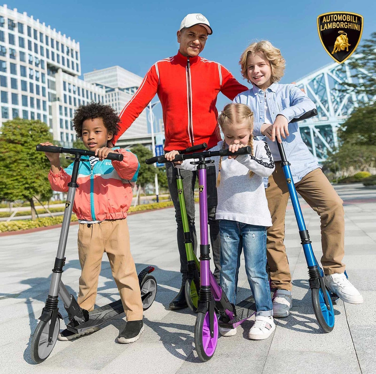 Lamborghini Kick Scooters voor kinderen van 8-12 jaar, premium kinderstep met opvouwbaar aluminium frame en verstelbaar stuur