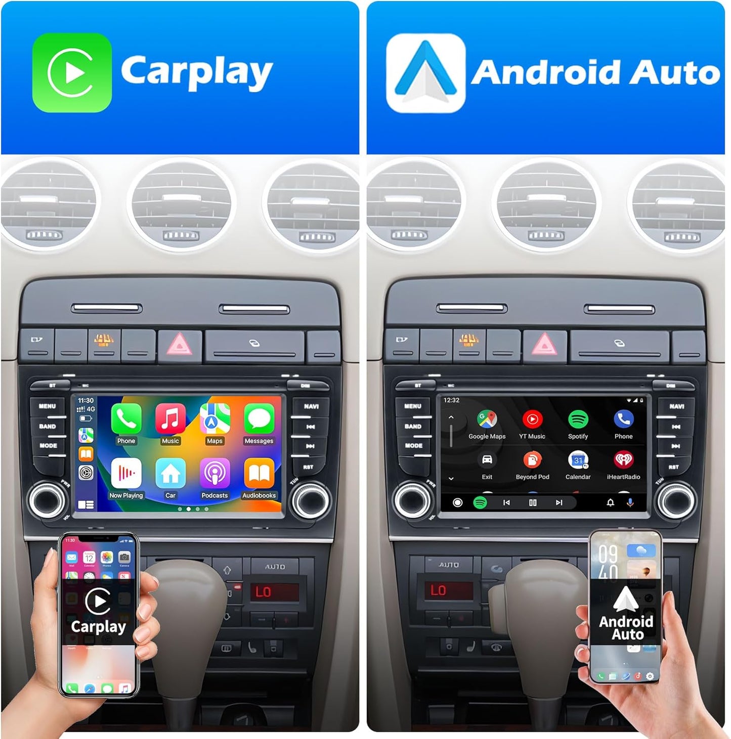 Autoradio voor Audi A4 S4 RS4 – Autoradio Auto Stereo – Infotainmentsysteem – Multimedia Speler – Navigatiesysteem – Android 13 Systeem – 7 Inch IPS Touchscreen – Draadloze CarPlay en GPS Navigatie