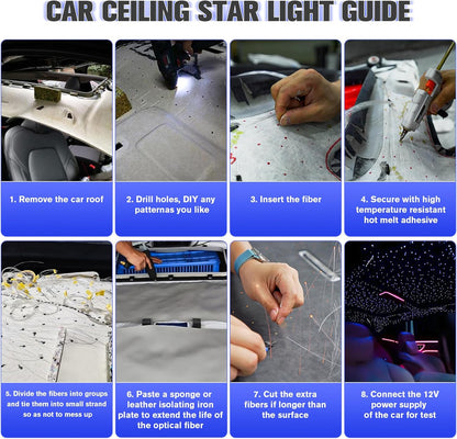 16W Sterrenhemel glasvezel licht voor auto/thuis, glasvezelkabel 570pcs of (0.75+1.0+1.5mm)*4m Star plafondlampen kit met Bluetooth-app/afstandsbediening/muziekmodus