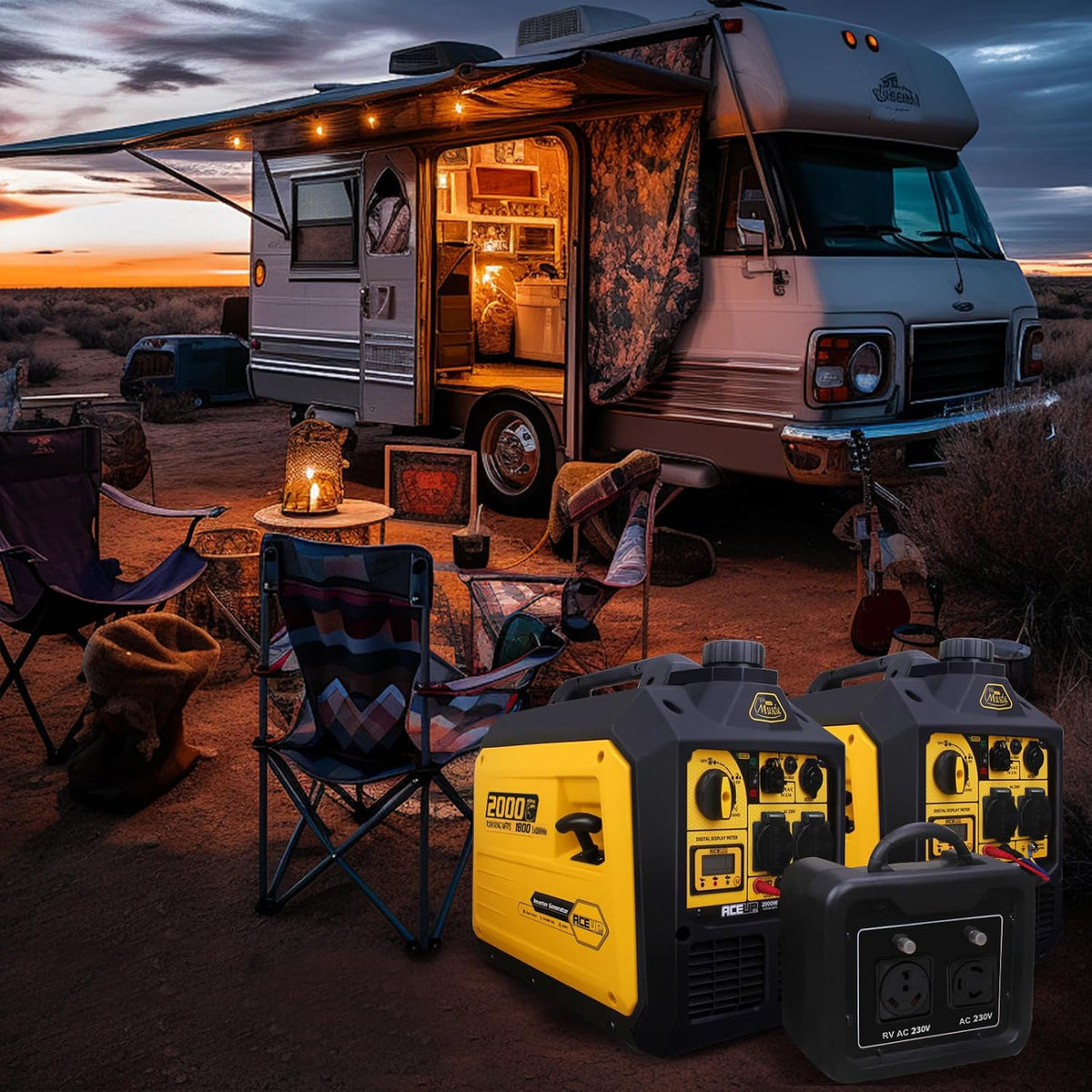 Draagbare Generator – Stroomgenerator – Noodstroomvoorziening – Camping Generator – 4-Takt Motor – 2000W Piekvermogen – Stil Geluidsniveau 56 dB - QUORE