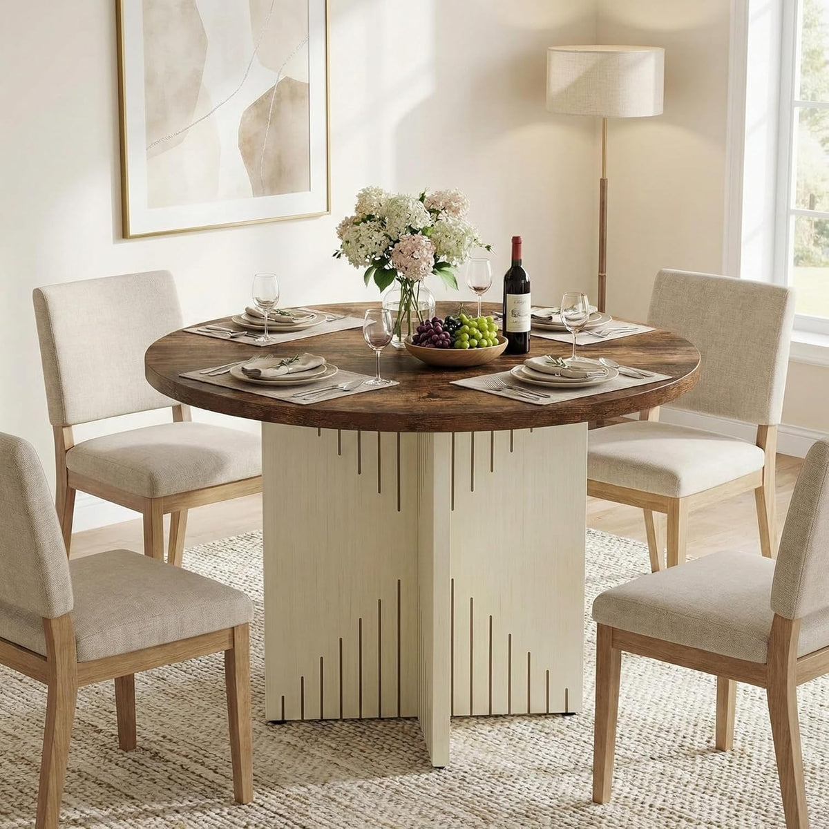 Ronde Eettafel – Eetkamertafel – Tafel – Bistrotafel – Keukentafel – 100 cm Diameter – MDF Met Kruisvoet