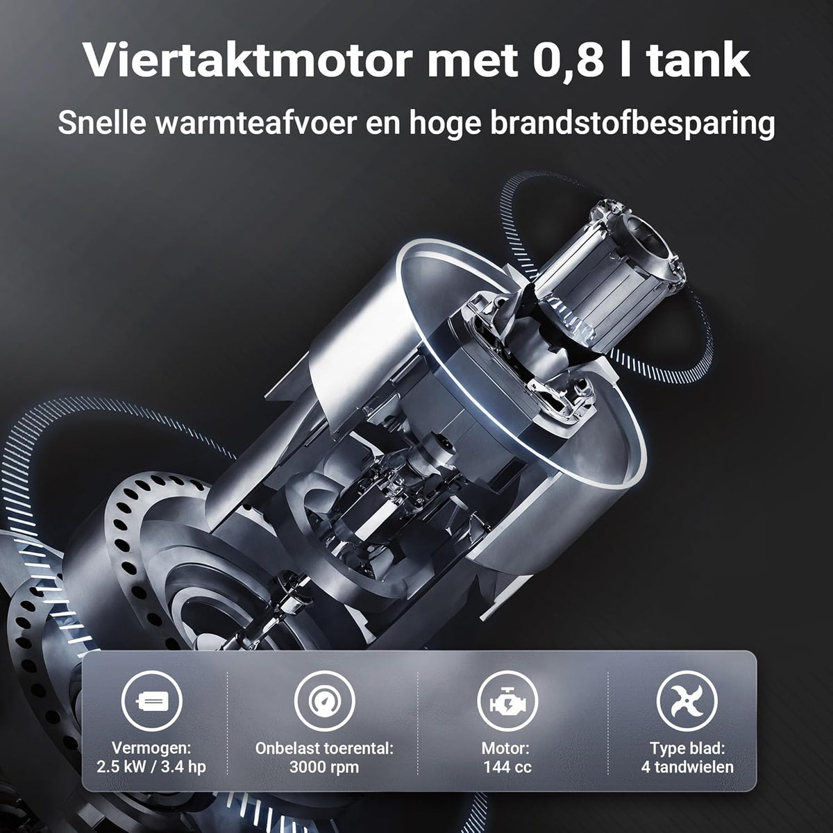 Wiltec tuinfrees benzine werkbreedte van 36 cm, grondfreesmachine motor 144 ccm en 4 messen, cultivator met brandstofaandrijving Euro 5, robuuste grondfrees voor tuinwerk