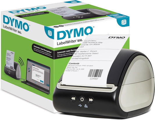 DYMO LabelWriter 5XL labelprinter | Automatische labelherkenning | Prints Extra-Wide Shipping Labels van Amazon, DHL & Meer | Perfect voor e-commerce verkopers | UK 3-polige stekker