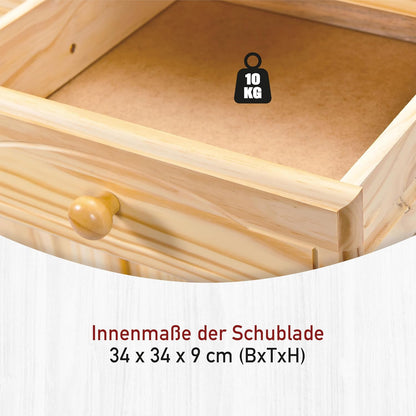 Inter Link - Cottage ladekast - Dressoir - Cottage dressoir - Bijzetkast - Massief grenen - 2 deuren - 2 laden - naturel gelakt