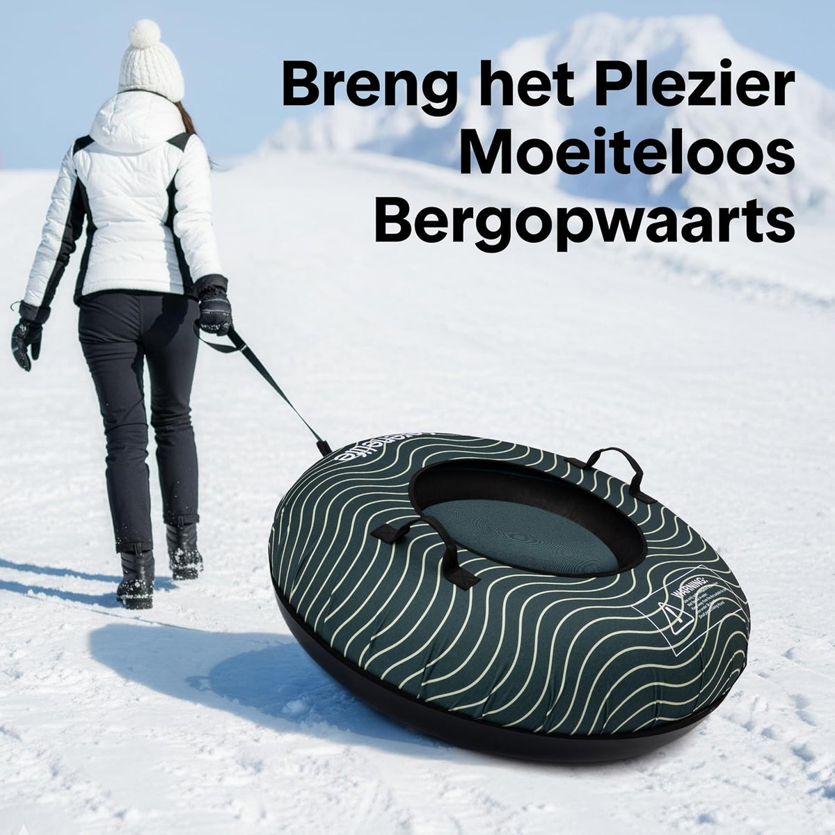 SereneLife Sneeuwband – Opblaasbare Snow Tube voor Skiën & Rodelen, 102/100/122 cm, Harde Kunststof Bodem, Rubber Binnenband, Oxford Cover, Sleepkoord, Ideaal voor Wintersport - QUORE