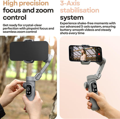 Aochuan Smart X Pro De ultieme gimbalstabilisator voor smartphones | Iphone of Android | 3-assige handstabilisator met bevestigbaar statief voor ultravloeiende opnamen YouTube-vlogs en uitmuntende