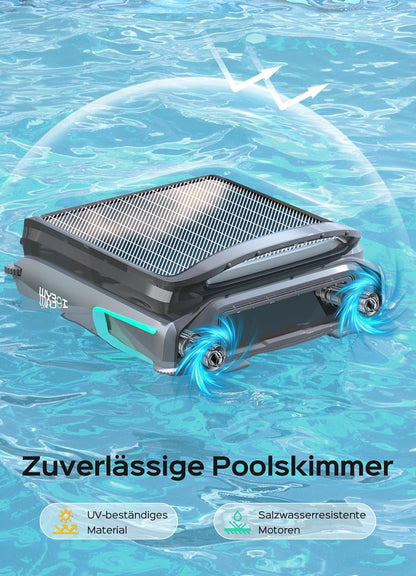WYBOT F1 Solar Pool Skimmer, zwembadrobot met accu, ultrastil, app-bediening, voor alle zwembaden, zwart-groen (oplader niet inbegrepen, zie speciale aanbieding)