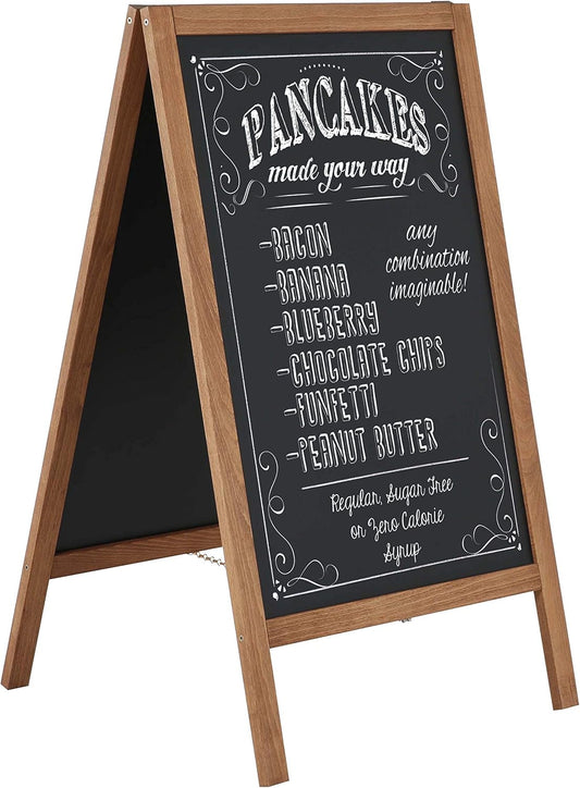 stoepbord hout Economy weerbestendig | standaard is de reclameopsteller van donker beukenhout | magnetisch krijtbord 54 x 95 cm bruin