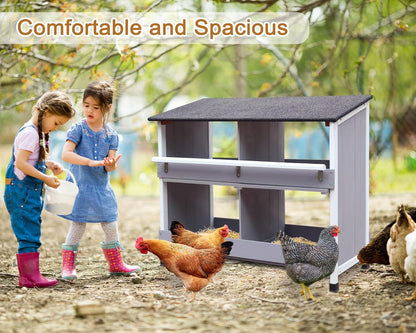 Chicken nest for chickens, chicken nest with sloping bottom, with ventilation holes, easy cleaning, 4 compartments chicken coop winter proof, L x W x H 82 x 38 x 82 cm, storage room - QUORE