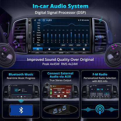 Android Autoradio 2 DIN – Multimedia Autoradio – Auto Stereo – Navigatie Systeem – Touchscreen Radio – 7 Inch Scherm – Draadloze CarPlay & Android Auto – 1080P DVR Camera