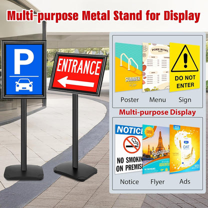 Schildstandaard Display – Posterstandaard, Infostandaard, Presentatiestandaard, Menuhouder – A3, Zwart, Set van 3 – Zware 2,6 kg Metalen Voet – 360° Draaibaar en 180° Kantelbaar