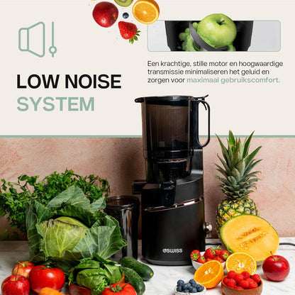 4SWISS Slow Juicer met Grote Opening van 135 mm, Cold Press Juicer Machine 0,5L, Sapcentrifuge met 37 tpm voor het Behoud van Voedingsstoffen, Sapmaker Sap Pers Makkelijk Schoon (WB025)
