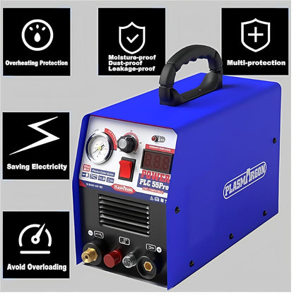 Plasmasnijder 220 V 55 A, HF Non-Touch Pilot Arc, 20 mm Max snijdikte, 15 mm zuivere snede (PLC55P)