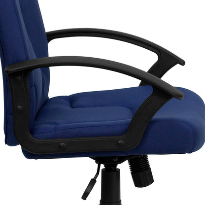 Bureaustoel – Kantoorstoel – Werkstoel – Stofferige stoel – Bureaufauteuil – Marineblauw – Middelhoge Rugleuning – Ademend Stofzitting