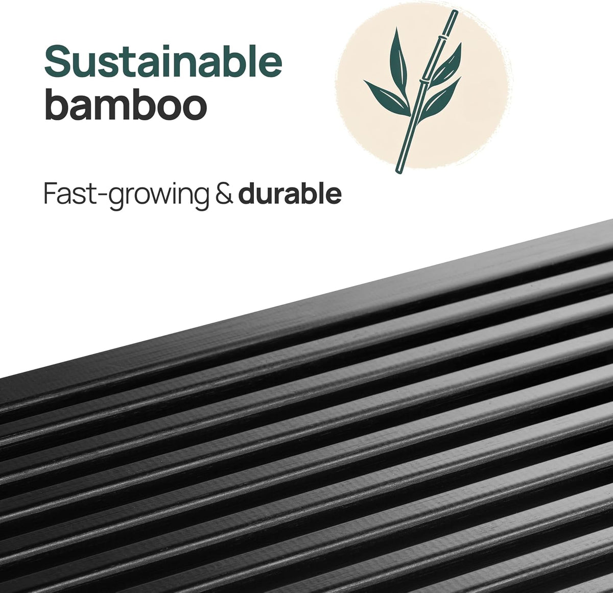 Bamboe Bank - Keukenbankje - Eetkamerbank - 90 x 33 x 43 cm - Eetbank Van Bamboe - Ingangsbank - Comfortabele Halbank - Zitbank Eetkamer Houten Bank Zonder Rugleuning (Zwart)