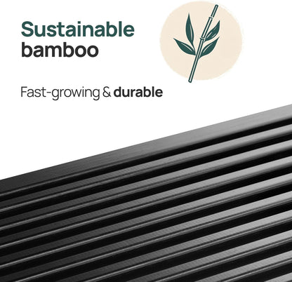 Bamboe Bank - Keukenbankje - Eetkamerbank - 90 x 33 x 43 cm - Eetbank Van Bamboe - Ingangsbank - Comfortabele Halbank - Zitbank Eetkamer Houten Bank Zonder Rugleuning (Zwart)