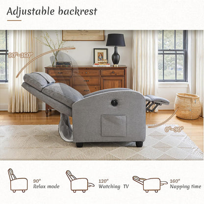 <font dir="auto" style="vertical-align: inherit;"><font dir="auto" style="vertical-align: inherit;">        Relaxation armchair, TV chair, leisure chair with USB and Type-C charging ports, adjustable backrest and footrest, single chair for living room, be