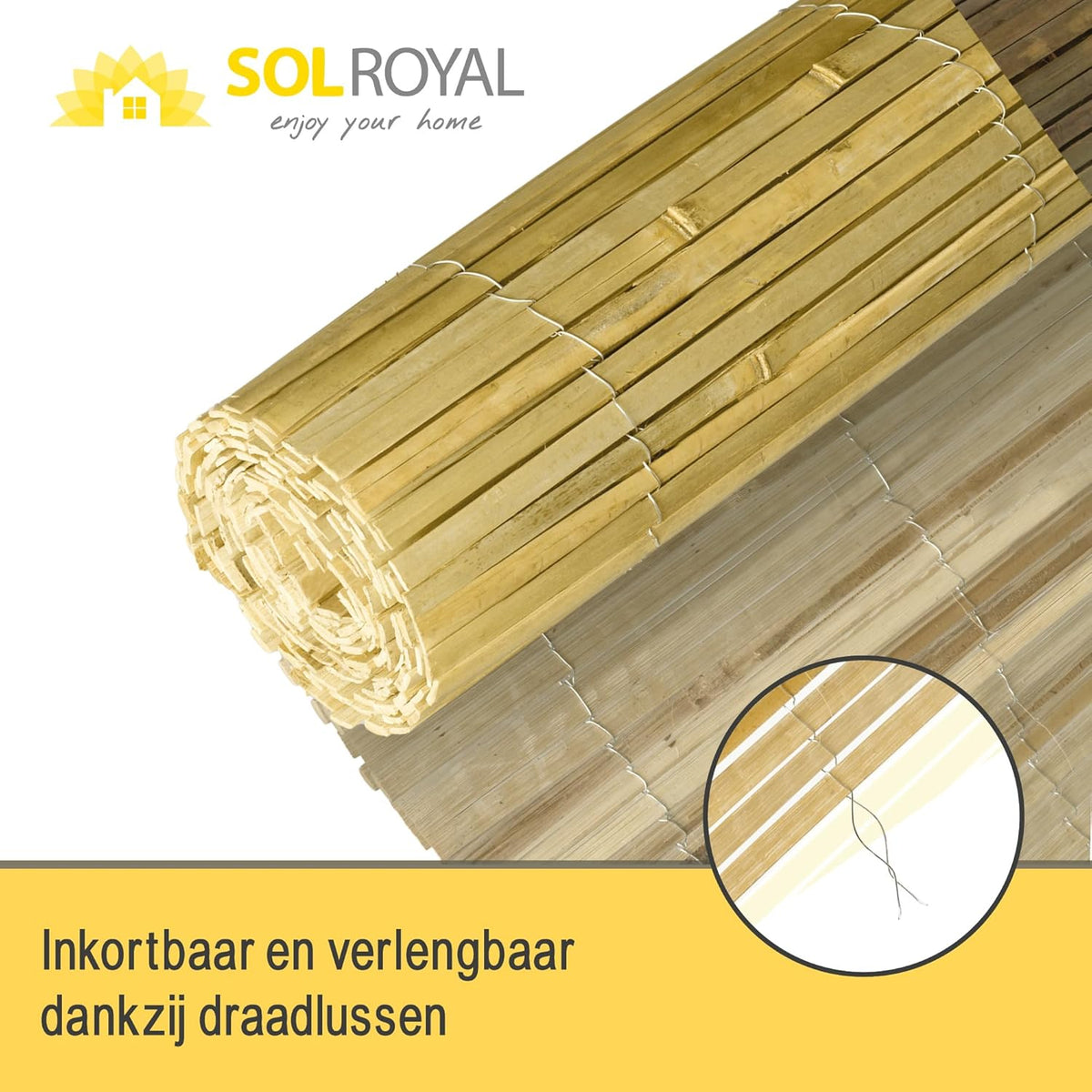 Sol Royal Privacy Scherm Bamboo Licht Glanzend 200x600 cm – Weerbestendig Bamboe Mat Wind Scherm Tuin Bamboe Balkonscherm – Robuust Natuurlijk Inkijkbescherming van Natuurlijk Bamboe Tuinscherm – B33