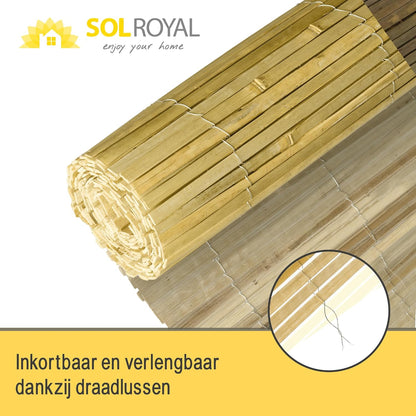Sol Royal Privacy Scherm Bamboo Licht Glanzend 200x600 cm – Weerbestendig Bamboe Mat Wind Scherm Tuin Bamboe Balkonscherm – Robuust Natuurlijk Inkijkbescherming van Natuurlijk Bamboe Tuinscherm – B33