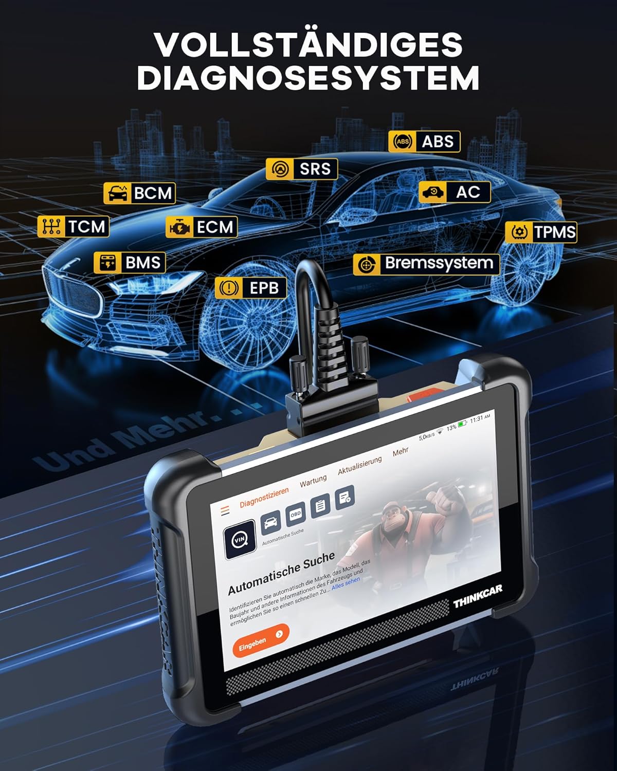 ThinkScan 672 OBD2 diagnoseapparaat, auto met 28+ resetfunctie en volledige systeemdiagnose, uitleesapparaat auto voor actief testen, geavanceerde ECU-codering, bi-directionele bediening, CANFD