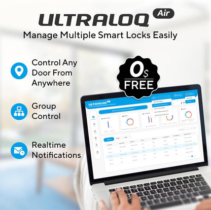 ULTRALOQ Latch 5 ingebouwd WiFi Smart Lock met NFC, 5-in-1 sleutelloos toegangsdeurslot met Bluetooth, slimme handgreep met toetsenbord (zwart)
