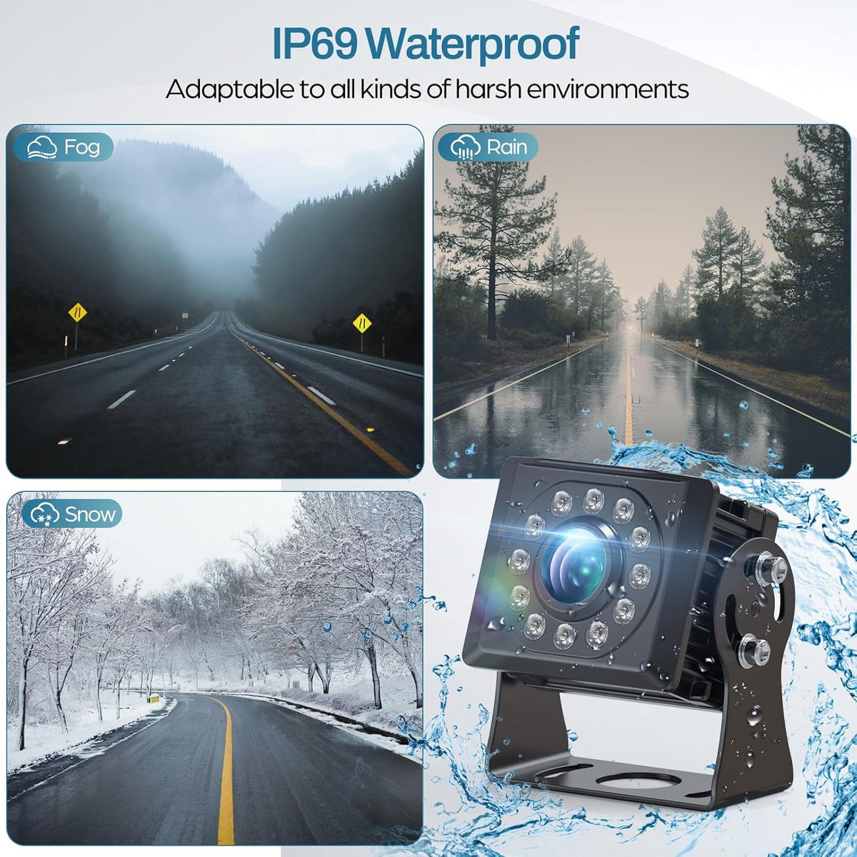 Bekabelde achteruitrijcamerakit, AHD 1080P achteruitrijcamera met 10 inch touchscreen-monitor, IP69 waterdicht, IR nachtzicht, achteruitrijcamera's voor auto, bestelwagen, vrachtwagen, trailer
