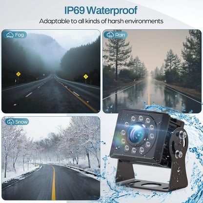 Bekabelde achteruitrijcamerakit, AHD 1080P achteruitrijcamera met 10 inch touchscreen-monitor, IP69 waterdicht, IR nachtzicht, achteruitrijcamera's voor auto, bestelwagen, vrachtwagen, trailer