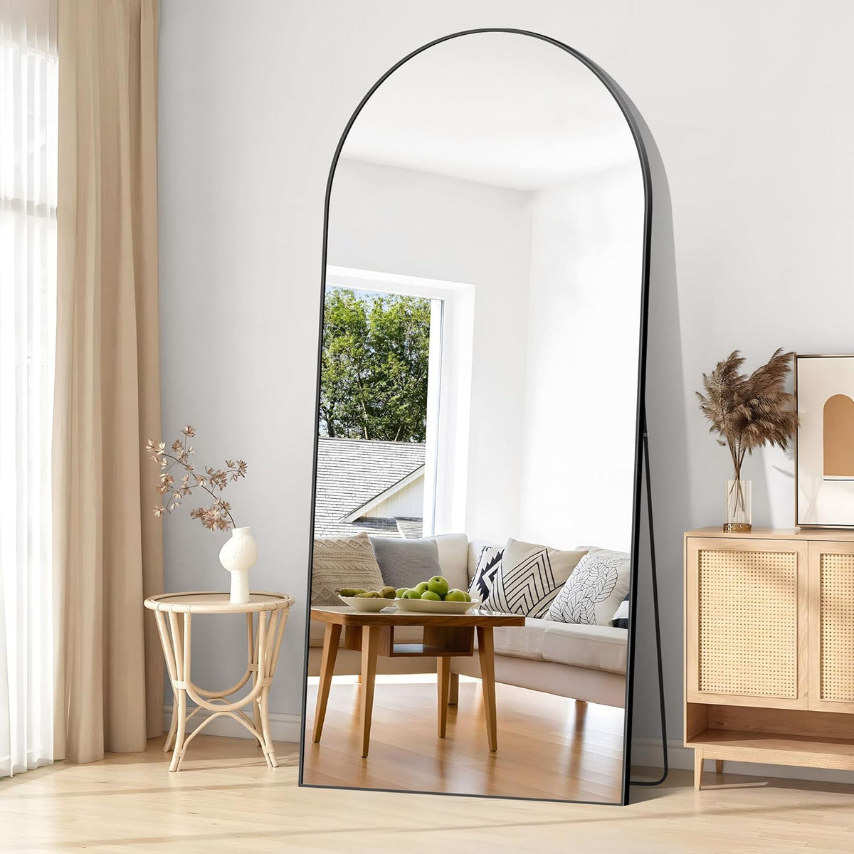Staande Spiegel – Grote Spiegel – Full Body Spiegel – Wandspiegel – Boogvormige Spiegel – 192 x 85 cm – Aluminium Frame – Explosiebestendig Glas