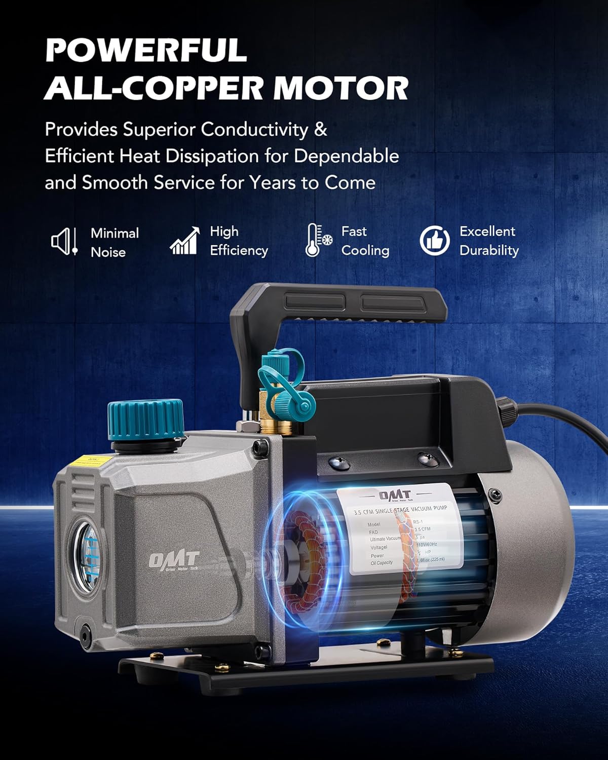 Vacuümpomp – Aircopomp – Vacuüm Pomp – Airconditioning Vacuümpomp – Manometerset – Koper Motor – 5,9 m³/uur Debiet – Geschikt Voor R134a R12 R22 R502