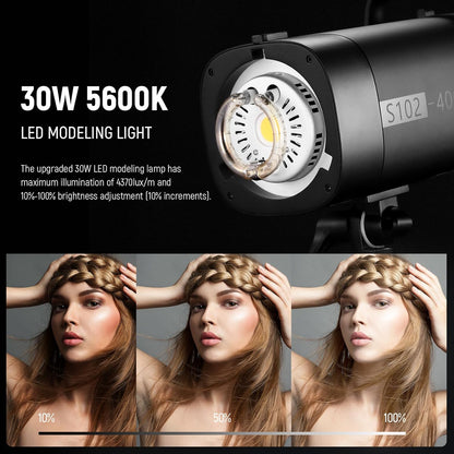 Studioflitsset – Studioflitser – Flitsset – Fotostudio Verlichtingsset – Studioverlichtingsset – 2 Stuks – 400Ws Per Flitser – 5600K Daglicht Met 2,4G Draadloze Trigger