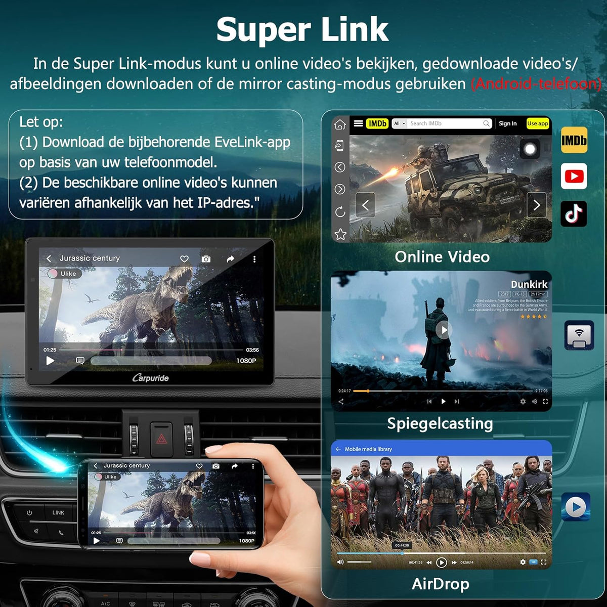 Carpuride W703 Portable Wireless Carplay & Android Auto with Dash Cam-7" HD IPS Screen, 4K Front & Backup Camera, Loop Recording,Bluetooth,Mirror Link,GPS,Siri,Dashboard Mounted (Carpuride w703)