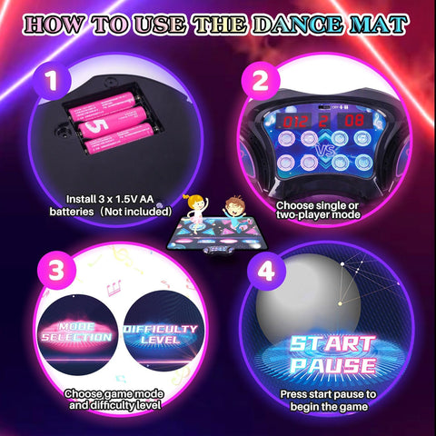 Interactieve Dansmat - Muziekspel - Muziekmat - Dansmat voor Meisjes - Kindereneren - Muziek en Dansspel - voor vanaf 4-12 jaar - voor Buiten - Binnen