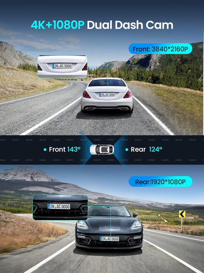 DDPAI Z50 Pro Dashcam Front and Rear 4K+1080P, 4K AI-ISP Night Vision, 128GB Card, 5GHz WiFi 6 GPS, 48U Park Monitor, 3" IPS Screen, G-Sensor, ADAS