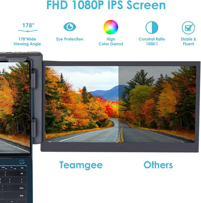 Teamgee Portable Monitor for Laptop, 13.3" Full HD 1080p IPS Display, Dual Triple Monitor Screen Extender, Compatible with 13"-17" Mac Windows Android Laptop - QUORE