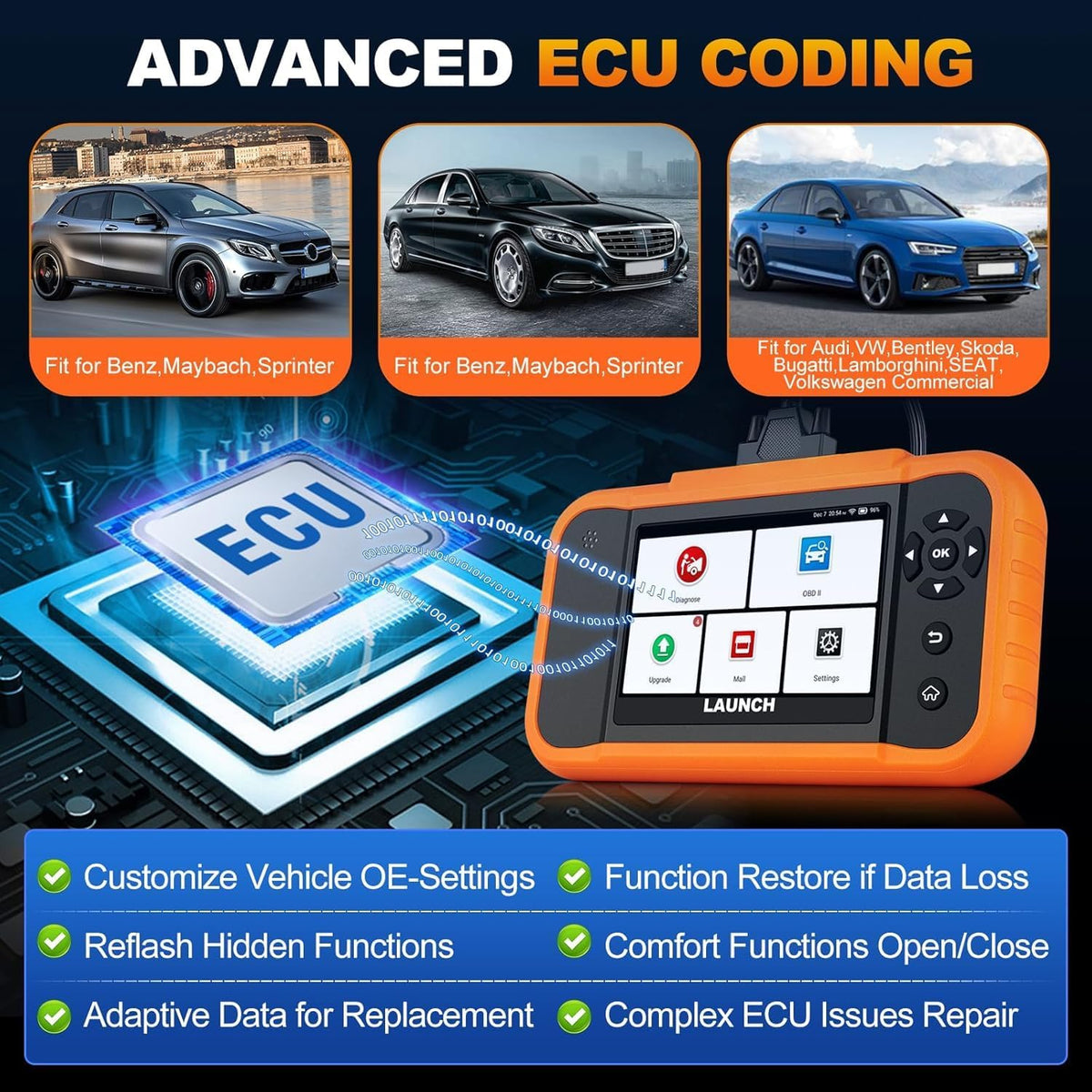 OBD2 Diagnoseapparaat – Autodiagnose Scanner – Foutcode Uitlezer – Uitleesapparaat Auto – Auto Diagnose Tool – Actieve Test Functie – ECU Codering – 50+ Resetfuncties – 4 Inch Touchscreen – Draadloos Met Batterij