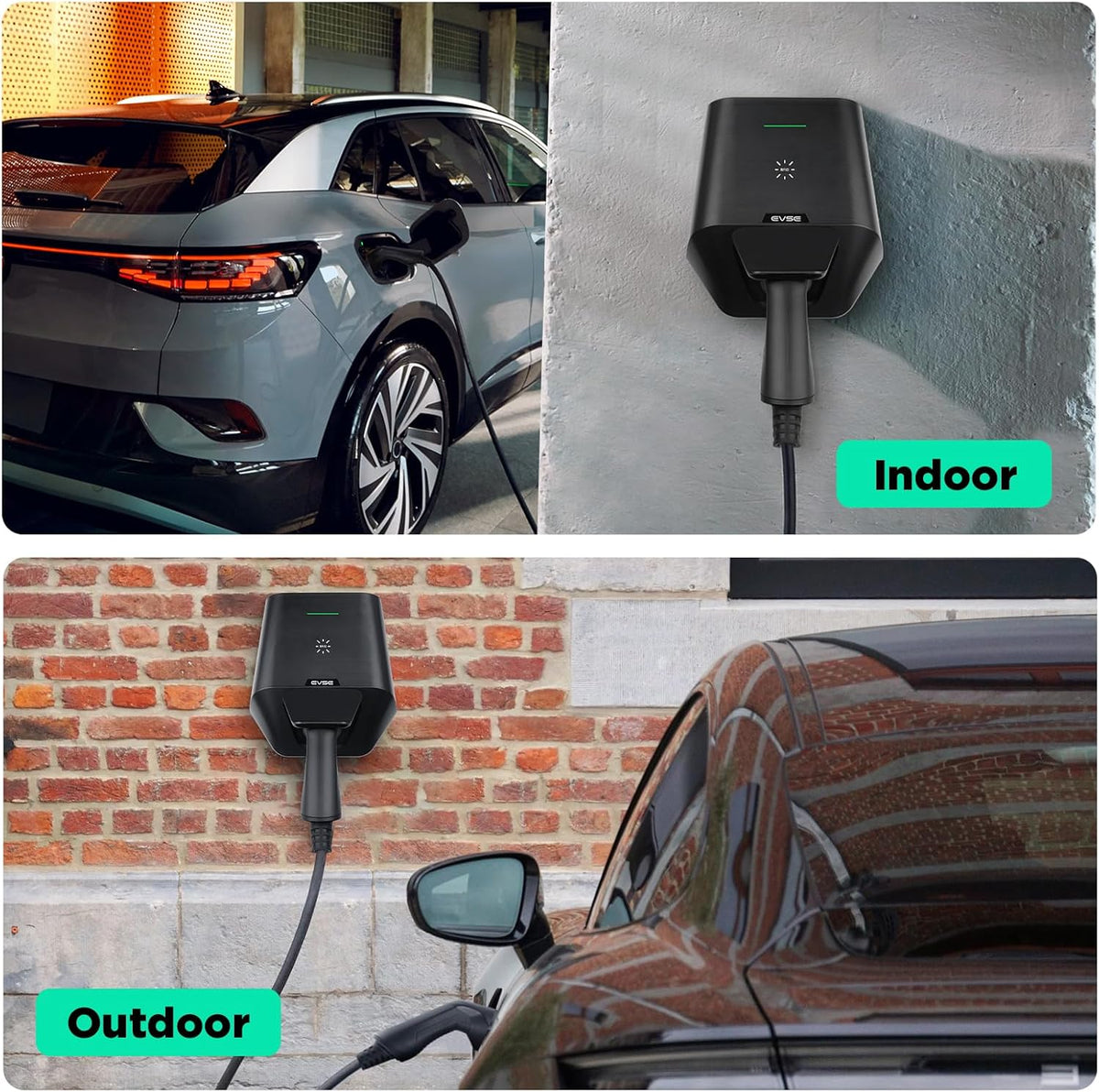 Wallbox 7 kW voor elektrische voertuigen, eenfasig, 32 A, 24 A, 16 A, 240 V, met afzuigkap type 2