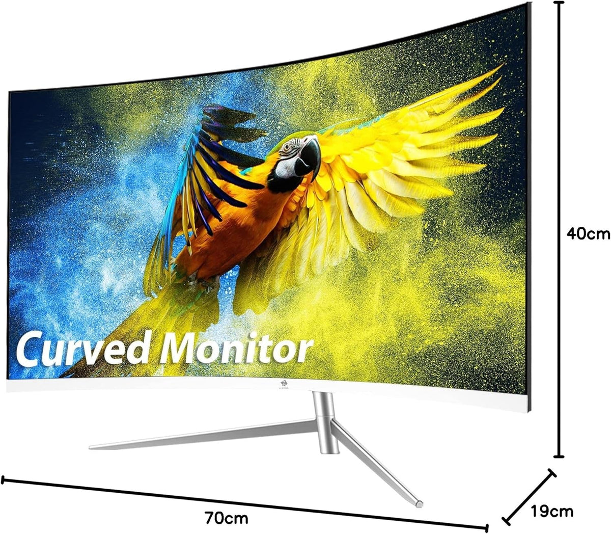 Z-Edge Gaming Monitor Curved 27 inch, 75Hz, FHD 1080P (1920x1080), Monitor Office White with HDMI Cable, 1800R VA Frameless, 178° Viewing Angle From, VGA+HDMI, Adjustable Tilt, Eye-Care Technology